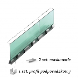 Zestaw montażowy AKOS A20 dla szkła od 12 do 20 mm, odcinek 3 mb., 1,0 kN
