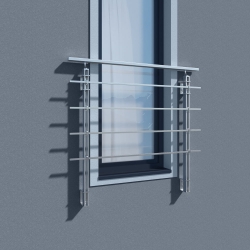 Balkon francuski Calvi II, 4 szt. 14 x 14 mm, Aluminium, efekt stali nierdzewnej