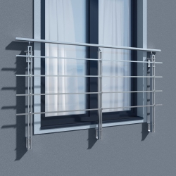 Balkon francuski Calvi III, 4 szt. 14 x 14 mm, Aluminium, efekt stali nierdzewnej