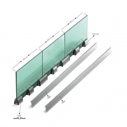 Zestaw montażowy AKOS A10 ECO dla szkła od 12 do 20 mm, odcinek 2,95 mb., 1,0 kN