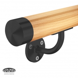 Poręcz Ø42,0 mm, wsporniki model S112 czarny, drewno bukowe, bejca + lakier